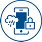 Icon mit Smartphone und Verriegelungsschloss