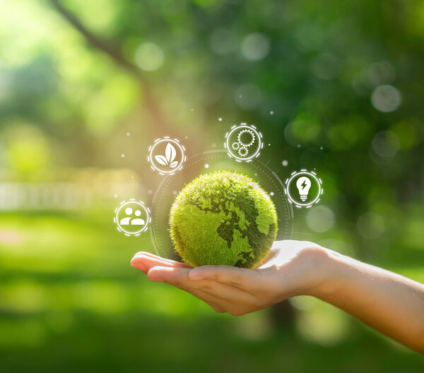 Wald und Weltkugel in grün