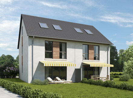 Modernes Einfamilienhaus mit Markise