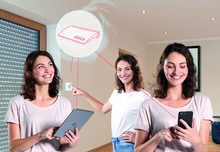 Steuerung der BoxCTRL Antriebe per Tablet, Smartphone oder Taster