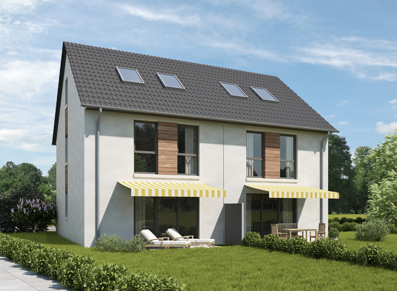 Modernes Einfamilienhaus mit Markise